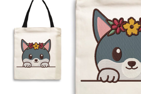 Cute Wolf with Flower Crown Embroidery Review